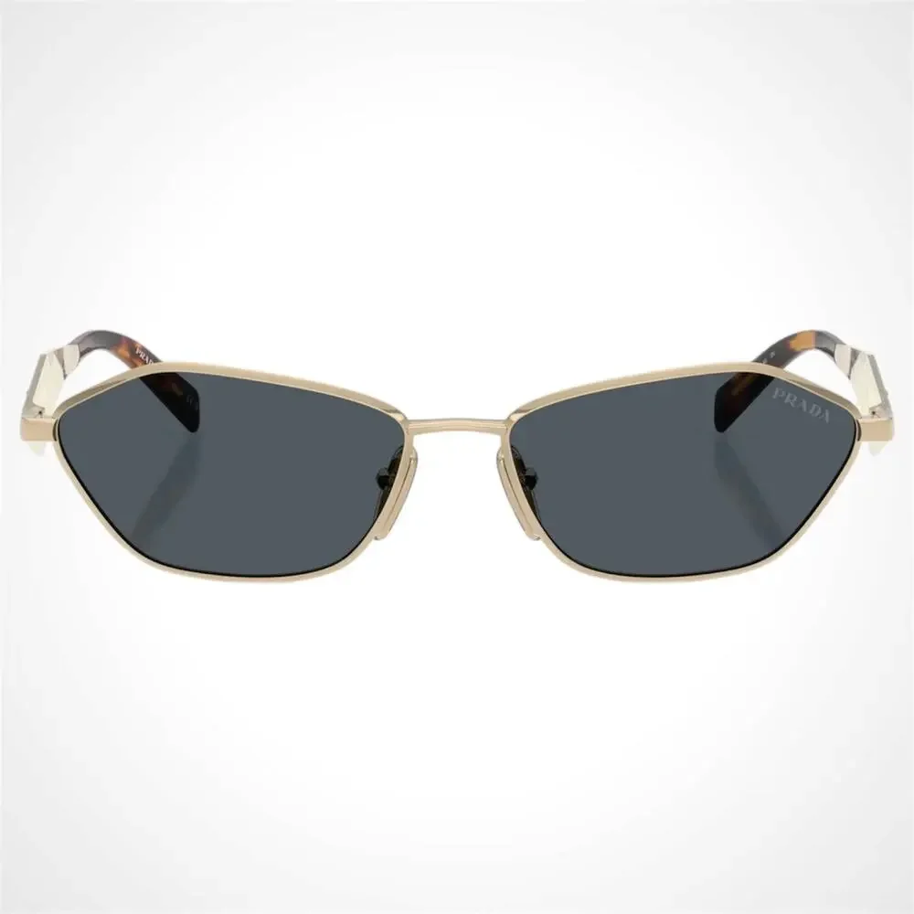New PRADA Sunglasses Gold Metal 3D Logo Aviator Cat Eye - Picture 2 of 5